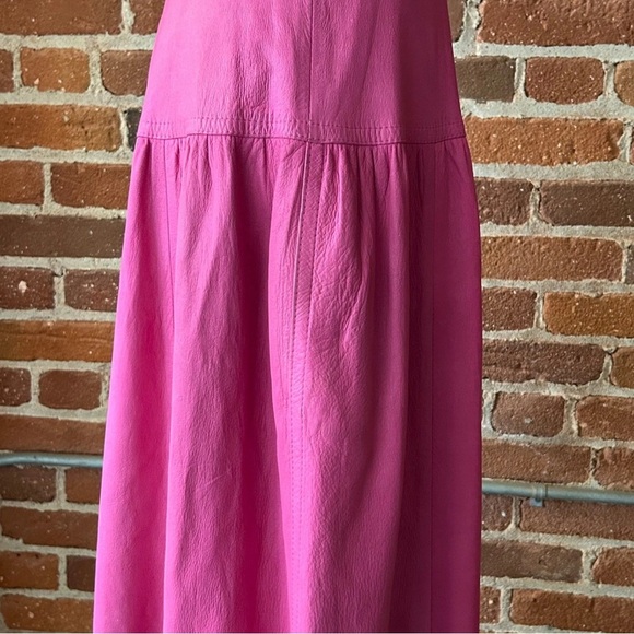 Vintage 80's FRENZI Pink Leather Midi Length Skirt Size Small Sissy CD Trans TS - Picture 7 of 11